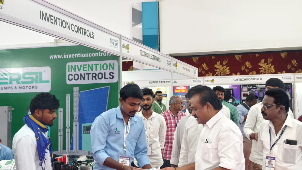 Visitors browsing instrumentation products at the Invention Controls stand